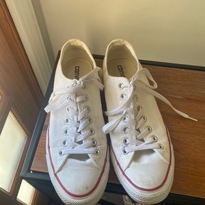 Converse low tops white mens 8.5, women’s 10.5